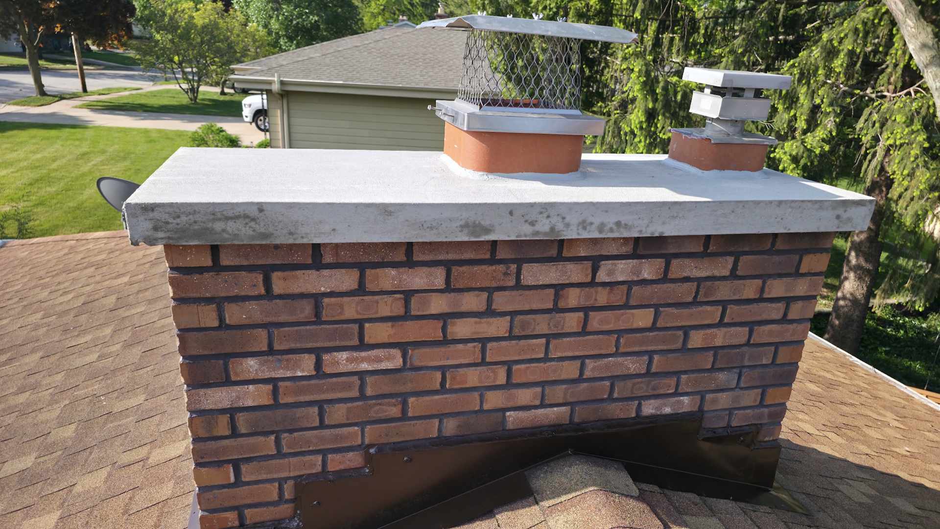 New Concrete Chimney Cap Installed New Concrete Chimney Caps Installed